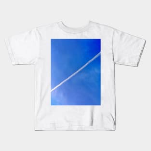 Contrail in a Bright Blue Sky Kids T-Shirt